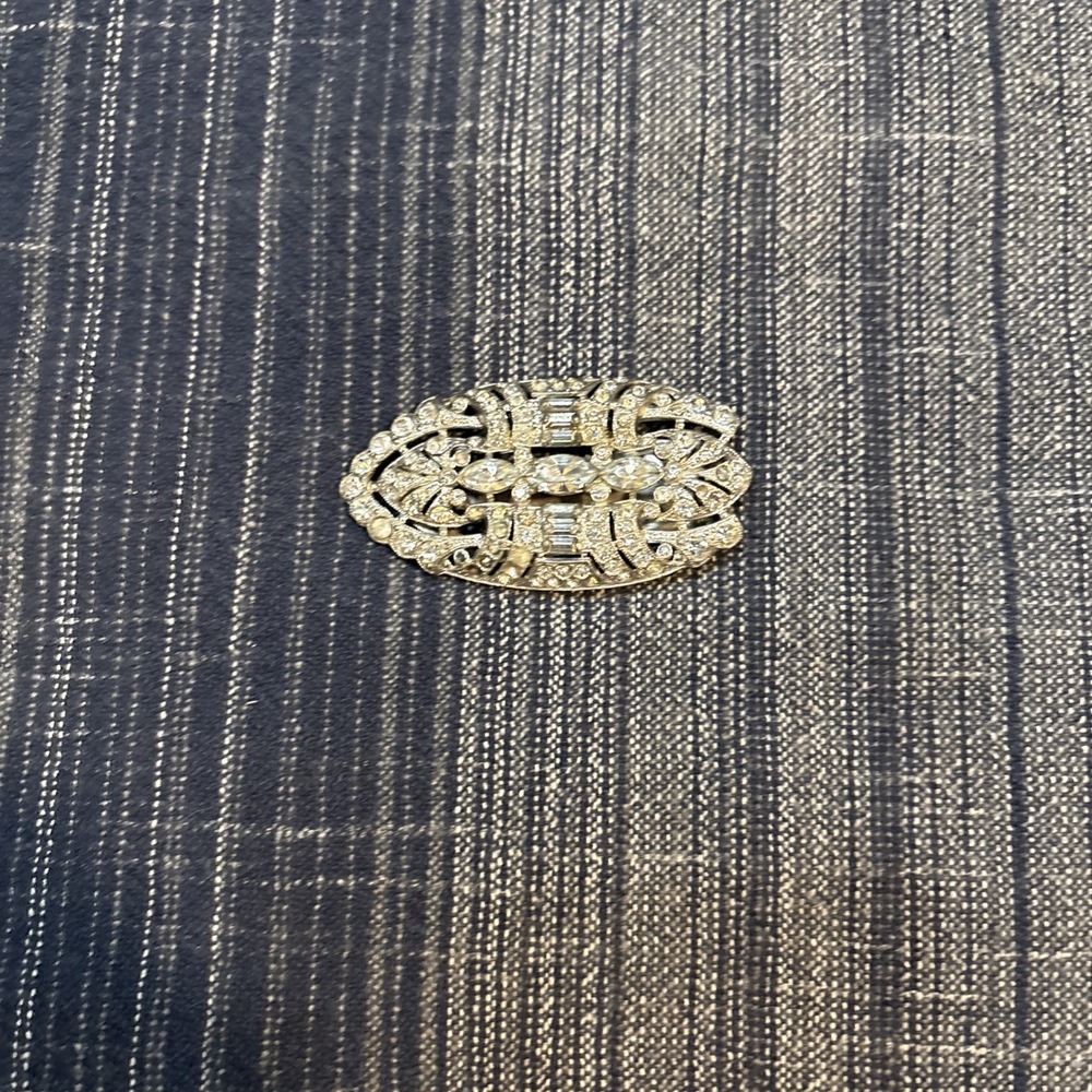 Antique 1930s Art Deco Rhinestone Dress Clip Brooch Duette